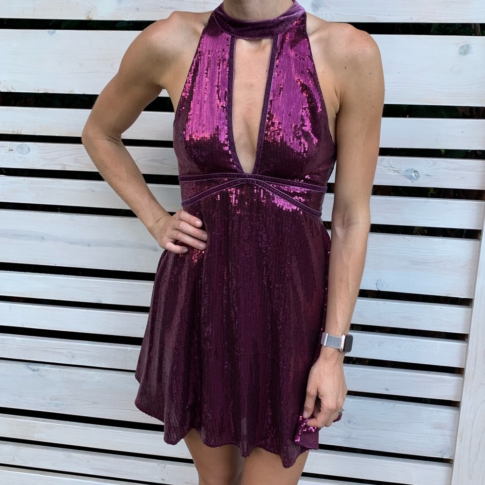 Urban Outfitters Purple Sequin Mini Dress - size 2